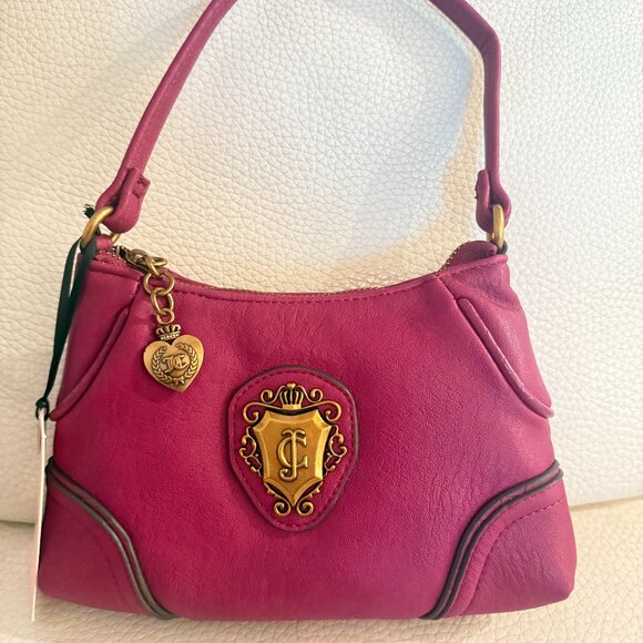 NWT Juicy Couture JUICY ROMANCE Piped Rouched Convertible Wristlet PLUM BERRY - Picture 1 of 4